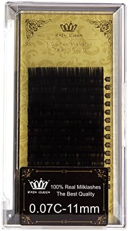 RAIN QUEEN Natural Eyelash Extension Mink C Curl Lashes 0.07*11mm 1 Size 1 Tray