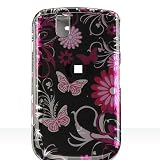 Premium Designer Hard Crystal Snap-on Case for Blackberry Tour 9630 Case - Pink Butterfly Print