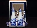 Spode Blue Italian Earthenware 6-Ounce Gourmet Oil and Vinegar Set with Tray