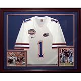 Percy Harvin Autographed Florida Gators (White #1) Deluxe Framed Jersey