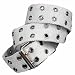 Canvas White & Silver Double Grommet Holes Belt Large