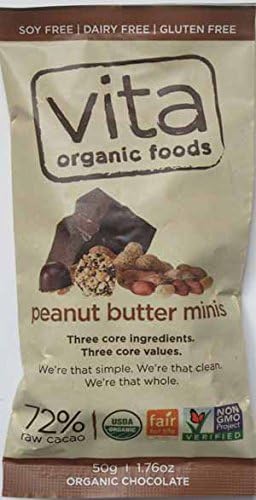 Vita Organic Foods: 72% Raw Cacao Peanut Butter Minis 1.76 Oz (6 Pack)