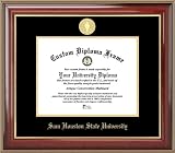 Sam Houston State University Bearkats - Gold Medallion - Mahogany Gold Trim - Diploma Frame