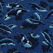 By The Yard Ocean Whales & Dolphins Quilt Cotton Fabric