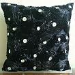 Black Paradise -Throw Pillow Covers - Silk Pillow Cover with Satin Ribbon Embroidery