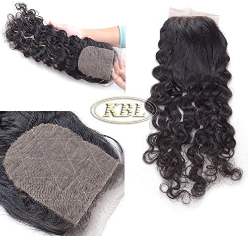KBL® Grade 7A Silk Base Closure 4*4 Free Part 180% Density Brazilian Curly Hair Weaving Extensions Natural Black (18")