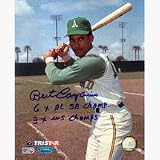 Bert Campaneris Autographed 8 x 10 Photograph with 6X AL SB Champ/3X WS Champ Inscription (Unfr