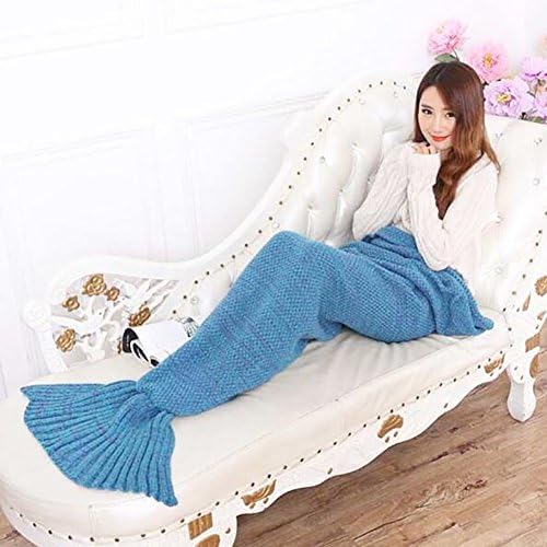 SweetToy Knitted Mermaid Tail Blanket Crochet Mermaid Blanket Kids And Adult Throw Bed Wrap Super Soft Sleeping Bag