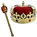 Funny Party Hats Royal Kingâ€™s Crown & Scepter - King Costume - Gold Costume Crown - Dress Up Accessories - 2 Pc