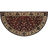 Red W/ Beige Hand-tufted 100% Wool Hearth Rug