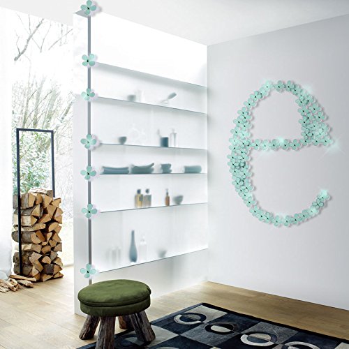 Amaonm® 12 Pcs 3d Beautiful Flowers Wall Decals Fashion Wall Decor Removable Decal Floral Wall Stickers Home Decorations Art Decor for Kids Room Bedroom Living Room Bathroom Windows (Mint)