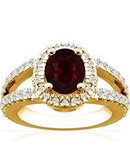 14K Yellow Gold Oval Cut Ruby Ring With Sidestones
