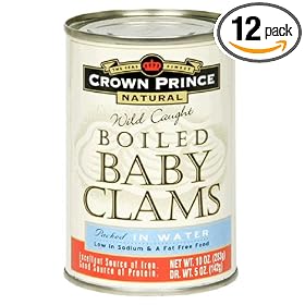 Crown Prince Natural Wild Caught Boiled Baby Clams, 10-Ounce Cans (Pack of 12)