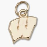 Wisconsin Badgers 3/8 New Motion W Charm - 10KT Gold Jewelry