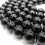 ●天然石ビーズ１連●ブラックトルマリン【ビーズの形】丸玉【ビーズサイズ】約6mm【メール便対応/7,000円以上で送料無料】 トルマリン ブレス