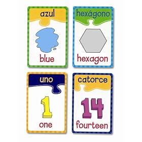 Learning Resources English/Spanish Puzzle Cards Numbers Colors and Shapes, Set Of 20