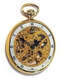Bernex Swiss Made Skeleton Gold Plate Open Face Pocket Watch
