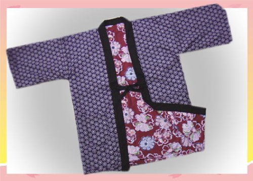 和柄リバーシブル綿入はんてん濃赤地可憐古典花Ｍ・Ｌ