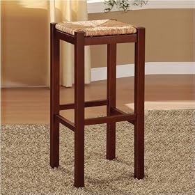 BACKLESS STOOL 24 RUSH TOP - PINE