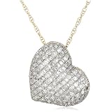 14k Choice of White, Yellow, or Rose Gold Diamond Pave Heart Pendant (5/8 cttw, I-J Color, I3 Clarity)