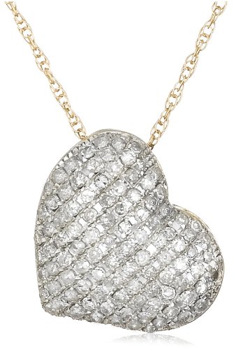 14k White, Yellow, or Rose Gold Diamond Pave Heart Pendant (5/8 cttw, I-J Color, I2-I3 Clarity)