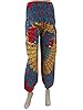 Belly Dance Pant Women's Gypsy Peacock Printed Boho Hippy Trippy Harem Pants (Red)