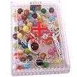 Cat's Eye beads Rosary with Soil Center and a Rosary box from Jerusalem ( 20 inches long )