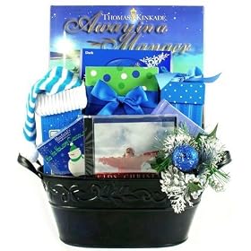 Christian Childrens Christmas Holiday Gift Basket for Kids with Cookies, Chocolate, Fudge, Books and Music