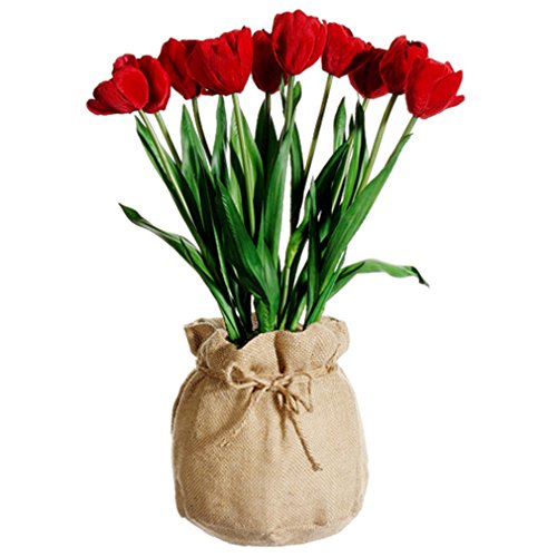20 Tulip Silk Flower Arrangement Red (pack of 4) Review NorrisFLolago