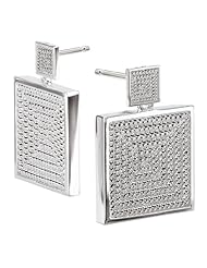925 Sterling Silver High-Polish Finish Square Rope Design Post Earrings