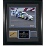 Mounted Memories Jeff Gordon Framed Photo Autographed Plate w/ Piece of Race Tire