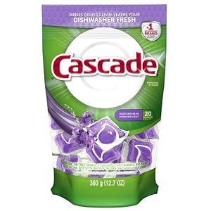 Cascade Actionpacs Dishwasher Detergent, Mediterranean Lavender Scent 20 Count