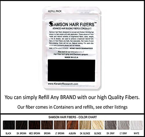 Hair Building Fibers LIGHT GRAY Refill kit By Samson Large 25 Grams Made in USA Hair Loss Concealer Fibers (Light gray)