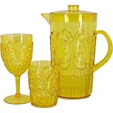 9 Piece Le Cadeaux Break Resistant Drinkware Serving Set, Yellow