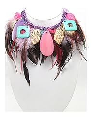 Mixed Colors Feather Necklace In White Base