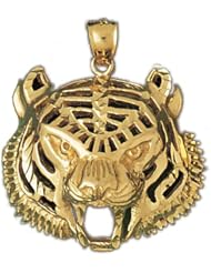 Dazzlers Solid 14 karats Gold Tiger Head Charm Pendant available in three colors from jewelsberry (weights: 12.1 grams only)