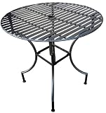 PTC Home & Garden Park Round Table with 2-Inch Umbrella Holder, Pewter