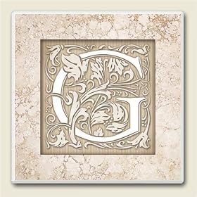 Click here to buy AbsorbaStone Coaster set~ Monogram Initial G ~ 4 Tile Drink Coasters ~ code 574C by Artworks Home Accents.
