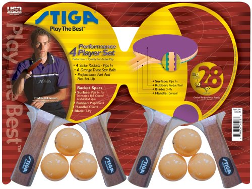 Stiga T0530 Performance 4-Player Pips In Table Tennis Set