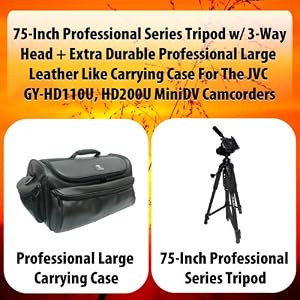 75-Inch Professional Series Tripod w 3-Way Head + Extra Durable Professional Large... by