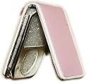 (ONE)Flip Leather Case Cover Pouch with Magnetic Closure and Mirror Inside with Clasp Strap and Belt Loop For Apple iPod Nano G3 3rd Generation 3 Gen (PINK with SILVER Internal Liner)