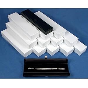12 Black Leather Bracelet Gift Boxes Display Snap Lid
