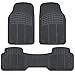 MotorTrend 100% Odorless Clean Rubber Car Floor Mat Set for Maximum Weather Protection (Matte Black) -Semi Custom Fit