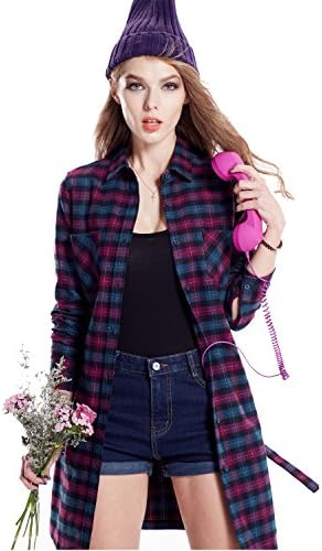 BRIOSO Long Dress Formal Plaid Shirt Women