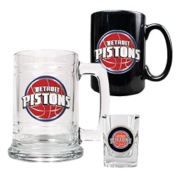 Detroit Pistons 15oz Tankard, 15oz Ceramic Mug & 2oz Shot Glass Set - Primary Logo NBA Basketball