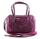 NEW AUTHENTIC COACH ALEX STITCHED PATENT LEATHER SATCHEL CONVERTIBLE SHOULDER TOTE (Light Raspberry/Silver)