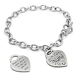Stainless Steel Nana Heart Tag Bracelet - 7.5 Inches