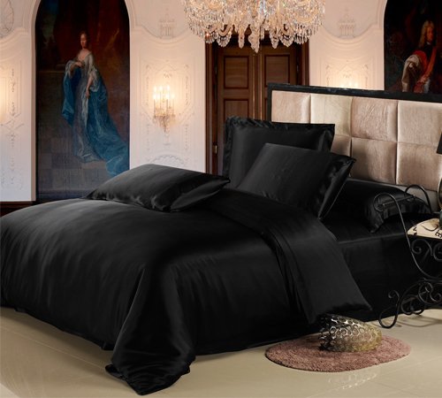 100% 19mm Mulberry Silk Duvet Cover Quilt Cover Comforter Cover 12 Colors (Twin, Black) On Sale