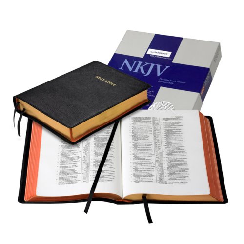 nkjv wide margin reference bible black edge lined goatskin leather red letter text nk746xrme