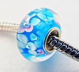 C44 Gorgeous Bright Flower Garden .925 Stamped Sterling Silver Core Murano Glass Bead Fits Pandora Chamilia Biagi Trollbeads Bracelets